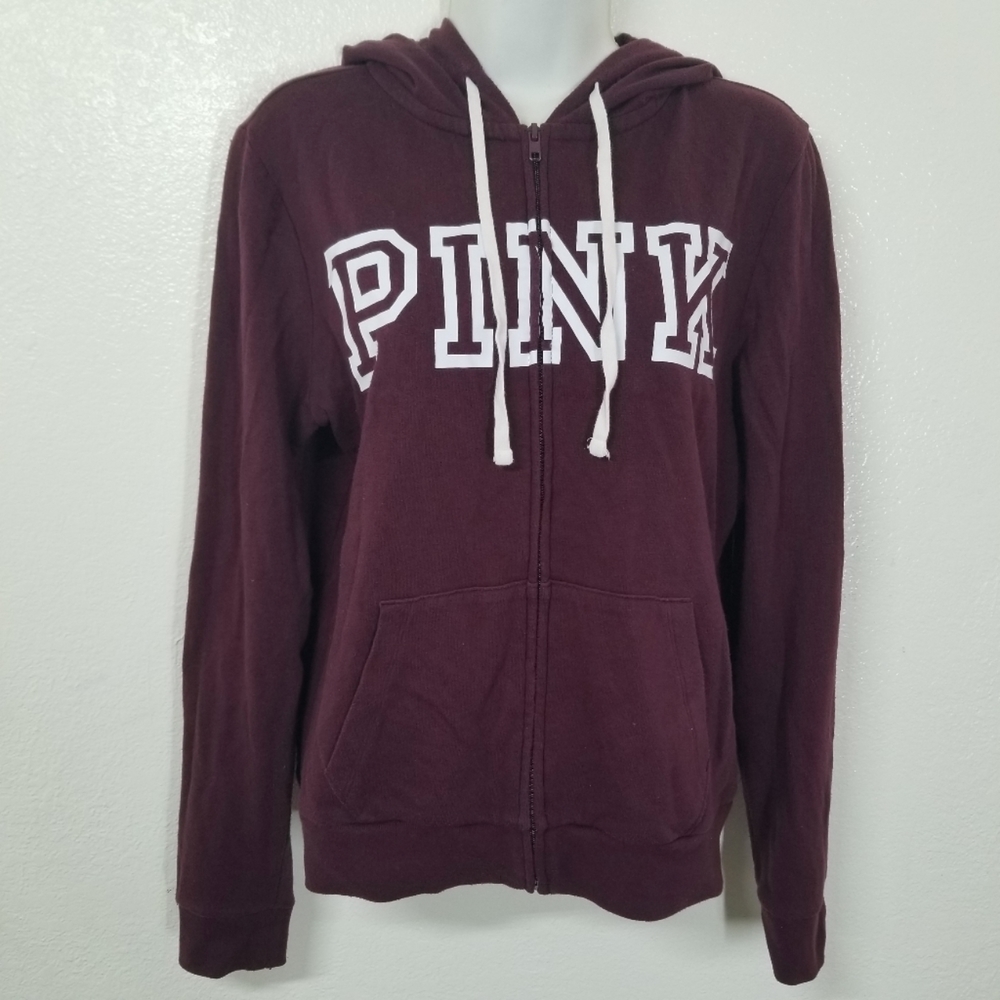 Victorias Secret PINK Burgundy Zip-up jacket Size Small